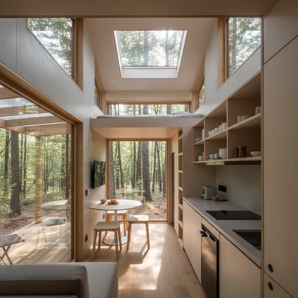 Modern Forest Tiny House - Interior view