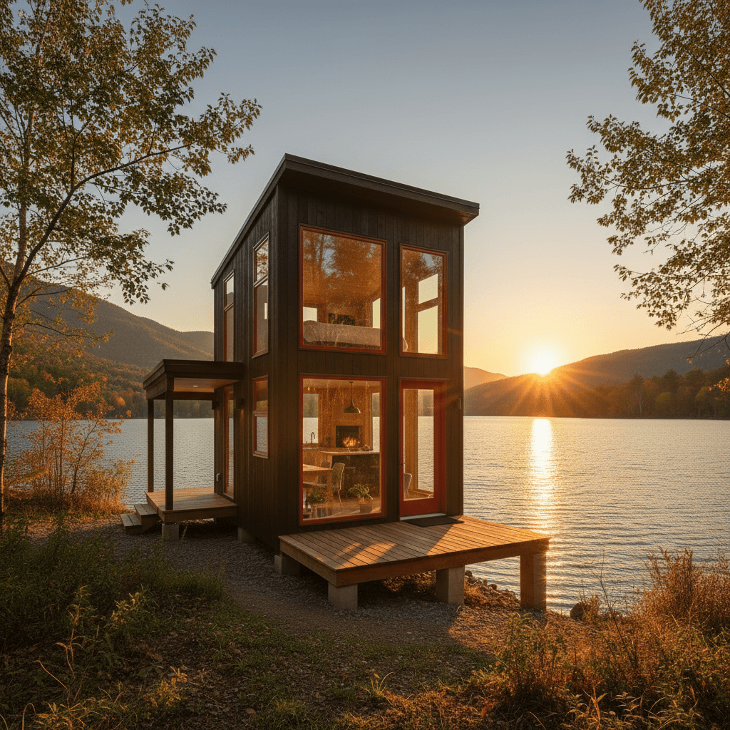 Modern lakeside Tiny House - Show About House - Exterior view