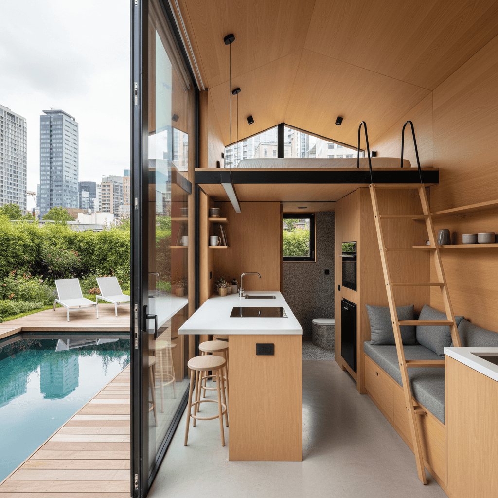 Modern Urban Tiny House - Interior view