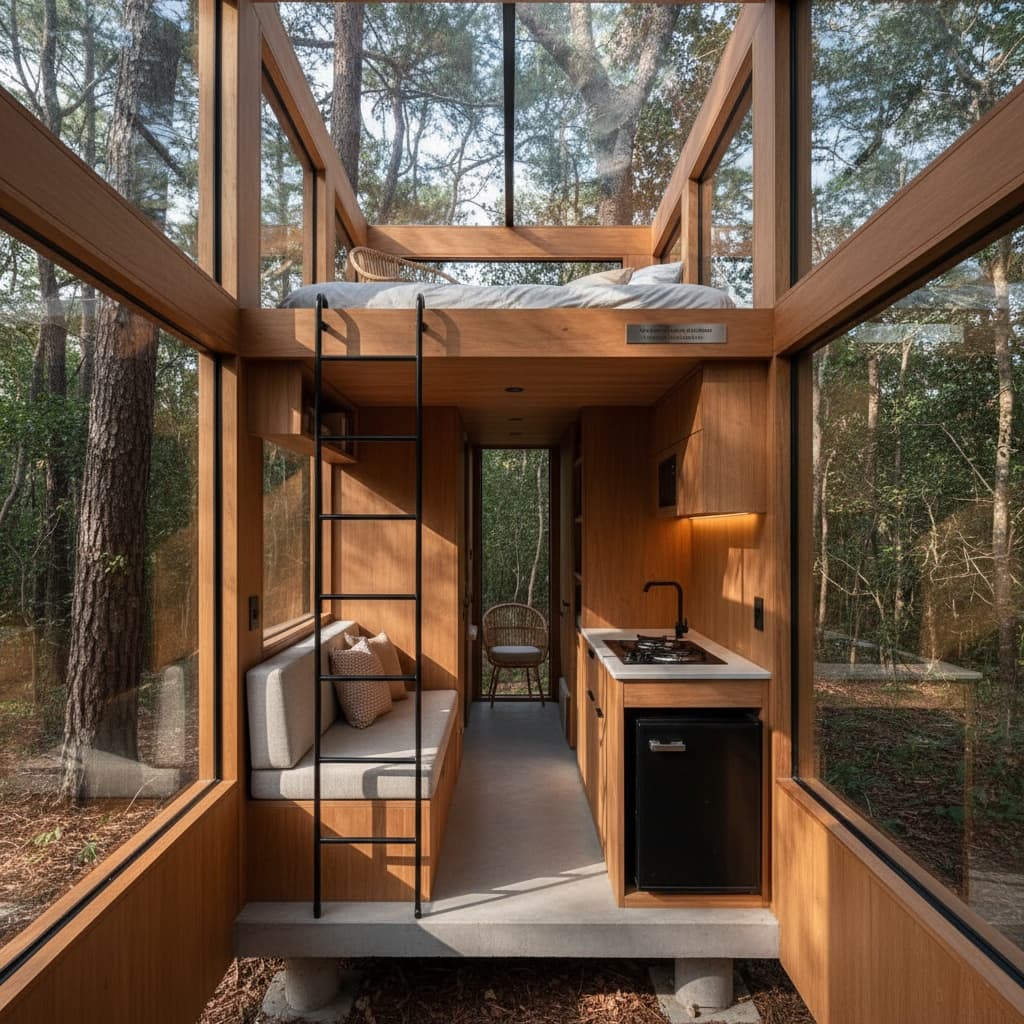 Modern Forest Tiny House - Interior view