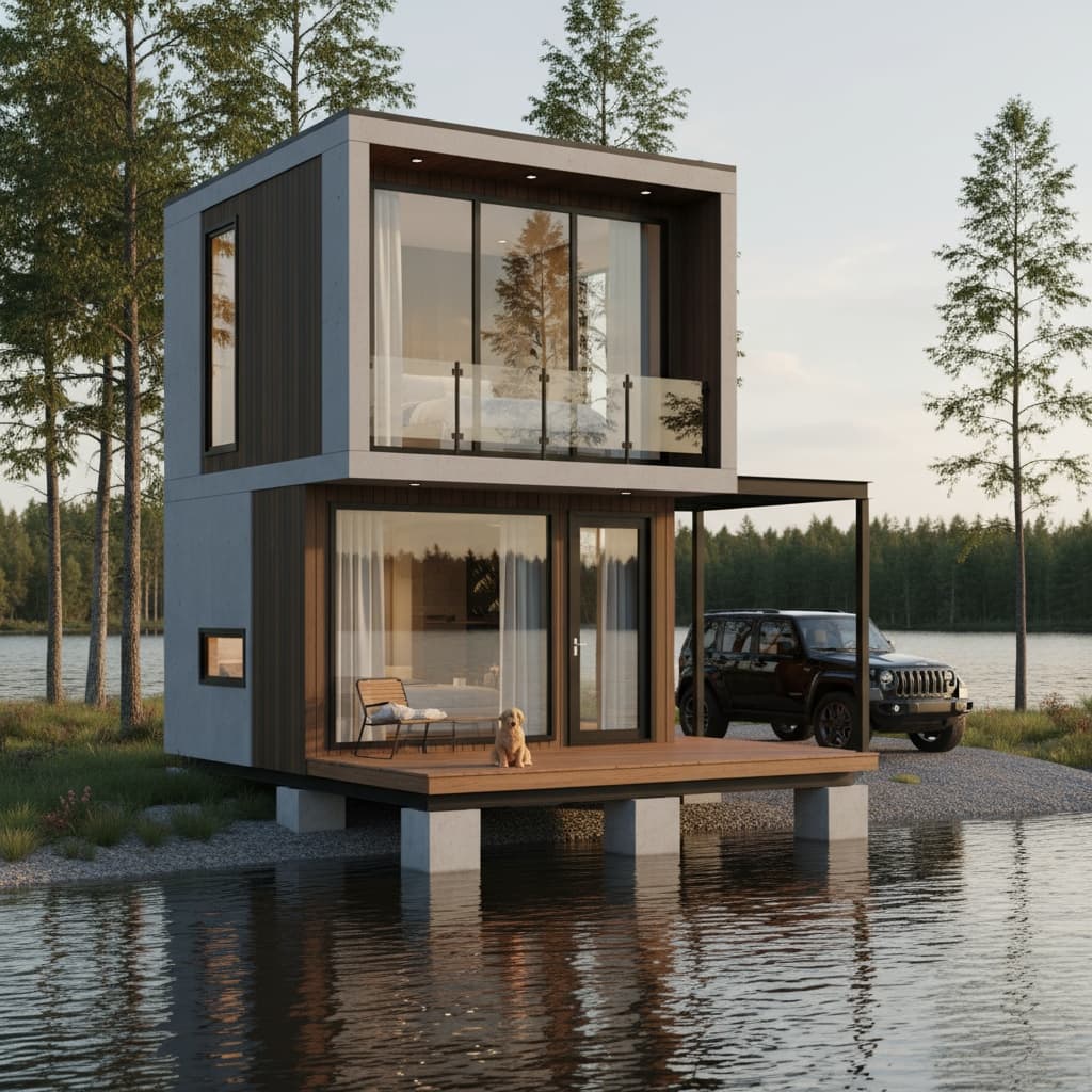 Modern lakeside Tiny House - Exterior view