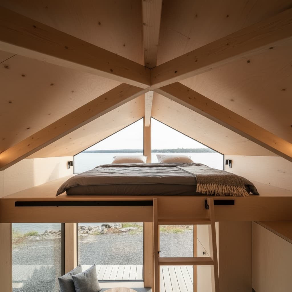 Modern lakeside Tiny House - Show Kind Loft - Interior view