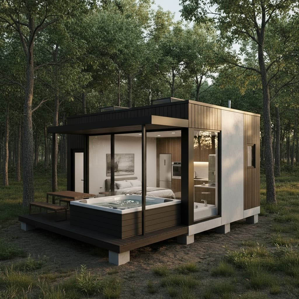 Modern Forest Tiny House - Move Long Table - Exterior view