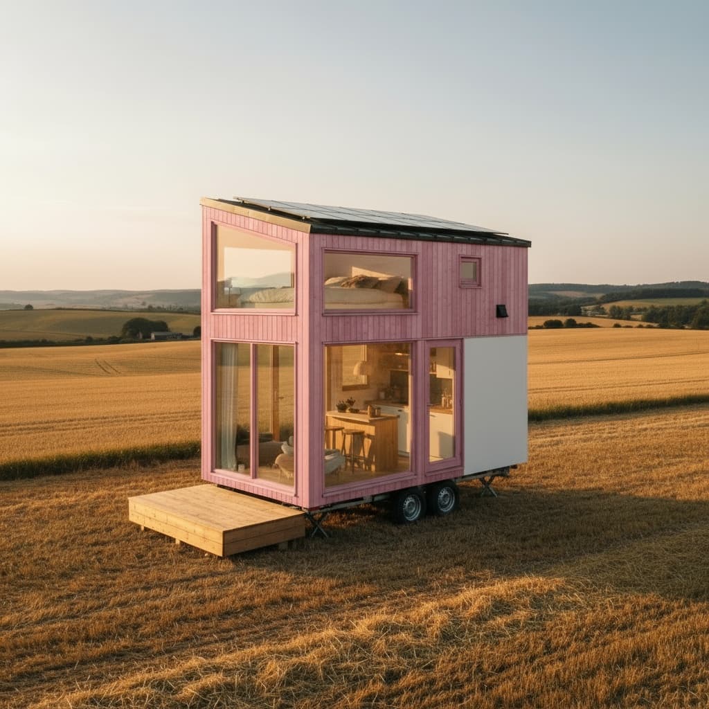 scandinavian rural Tiny House - Pink