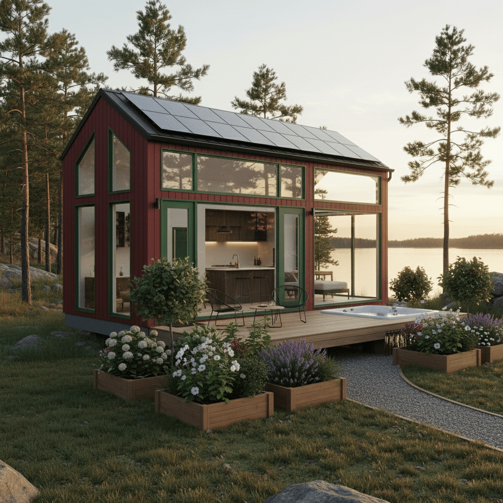Modern lakeside Tiny House - House Water Empty - Nice Open Kitchen - Exterior view